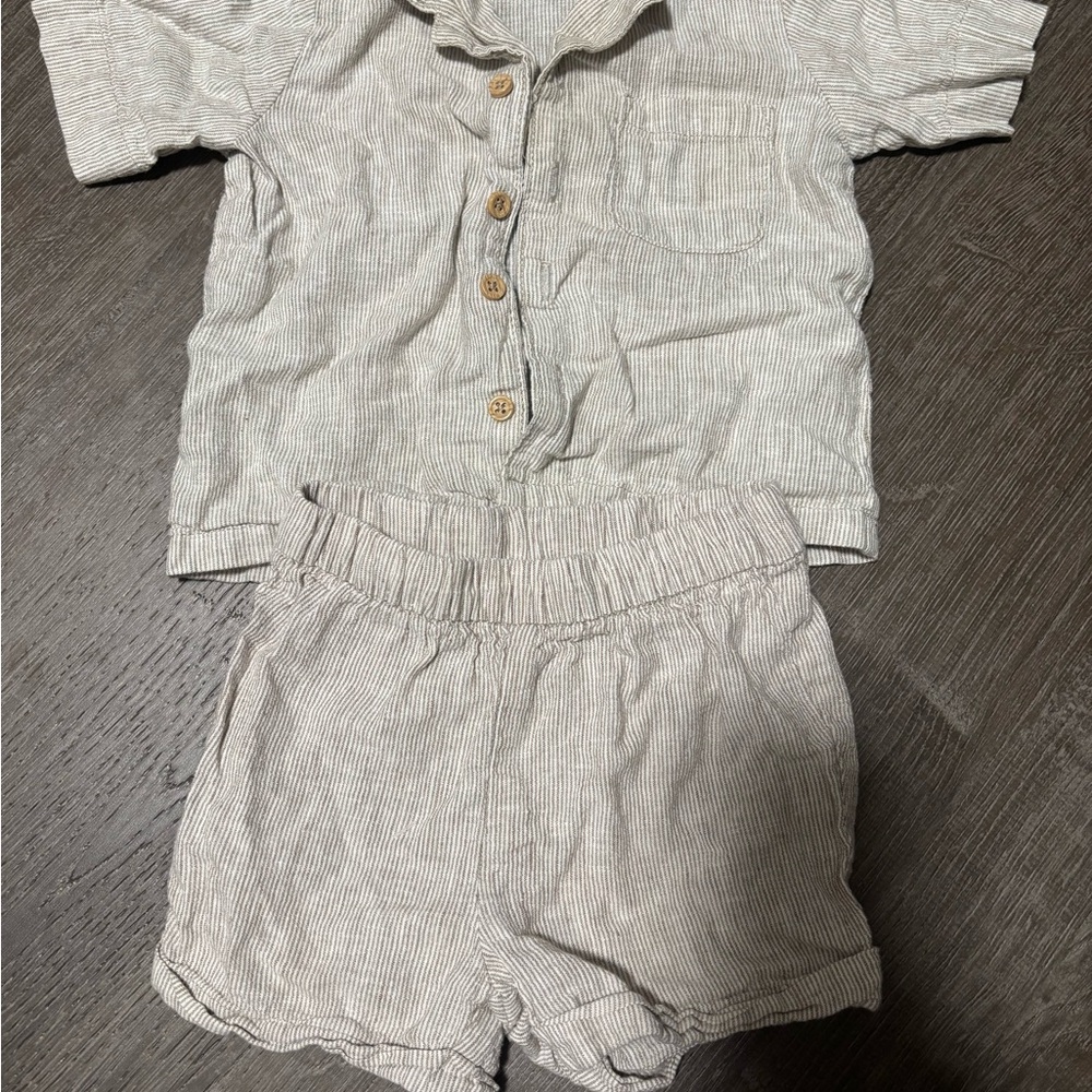 H&M Kids Beige Striped Shorts Set